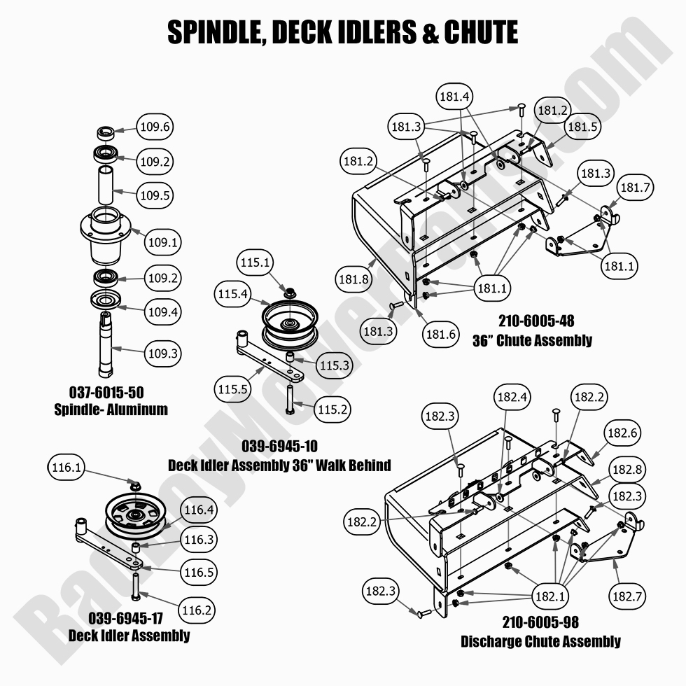 2021 Walk Behind - Spindle, Deck Idler & Chute